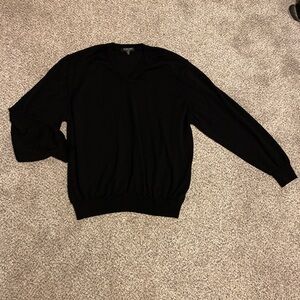 Murano by Raffi 100% Extra fine Merino Wool Black V-Neck Sweater for Men